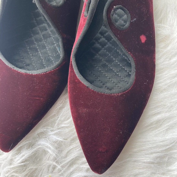 Tory Burch Clara Ballet Flats Size 9.5 Crushed Red Velvet Leather Missing Ribbon - Picture 2 of 14